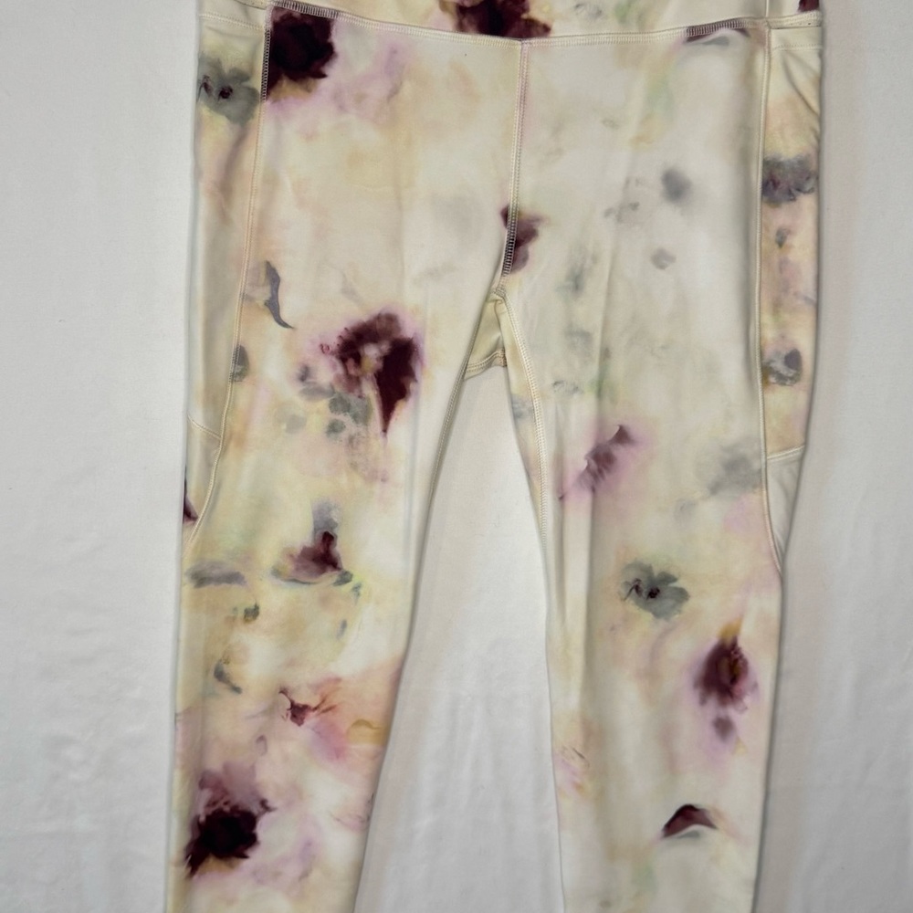 Calia Tie-Dye Pastel Leggings - Cream Base with Pink & Purple Accents